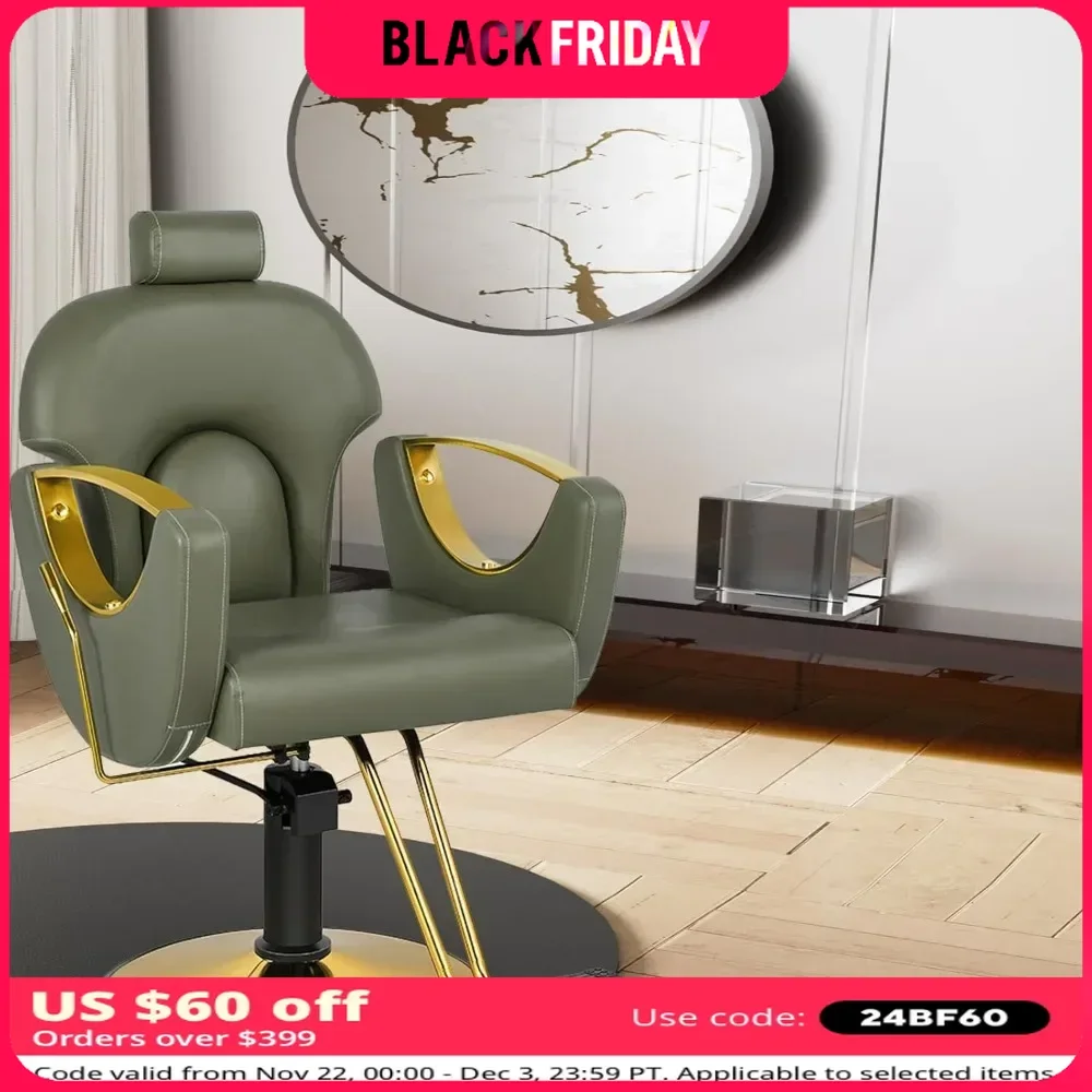 Salon Chair for Hair Stylist Reclining Height Adjustable Hydraulic Hair Chairs with 360 Degrees Rolling Swivel Barber Chair