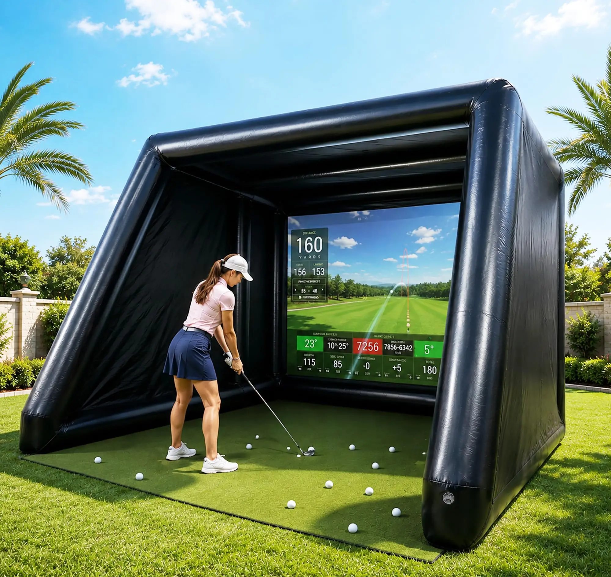 Portable Inflatable Golf Simulator 10x13x10 FT, Premium Golf Practice Tent with Impact Screen Golf Training For Backyard, Club