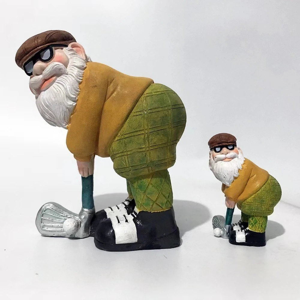 

Resin Golf Gnome Sculpture Dwarf Art Statues Waterproof Home Garden Patio Yard Accessory Ornament Garden Supplies Decoration