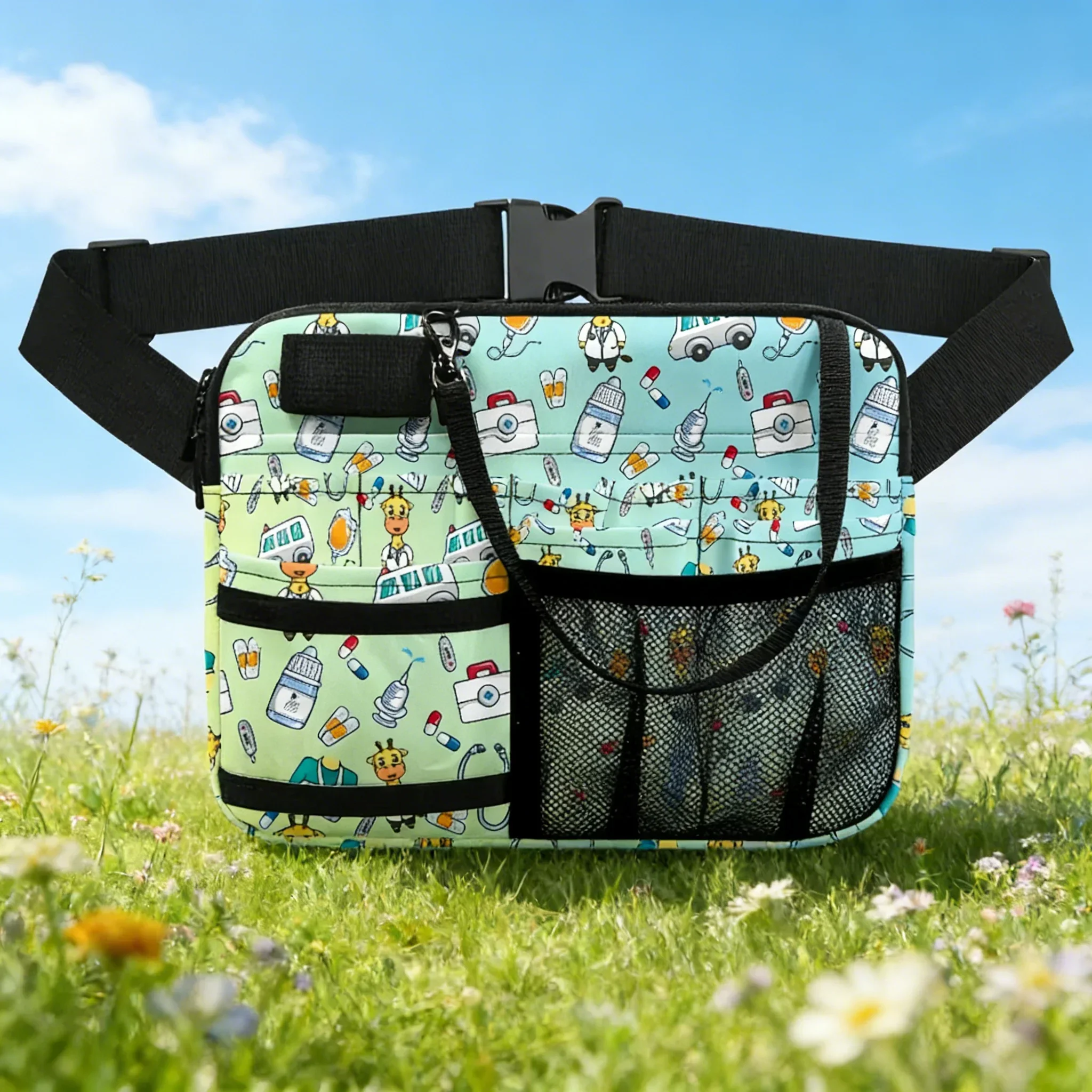 nurse-print-waist-bag-medical-utility-fanny-pack-nursing-organizer-bag-with-adjustable-belt