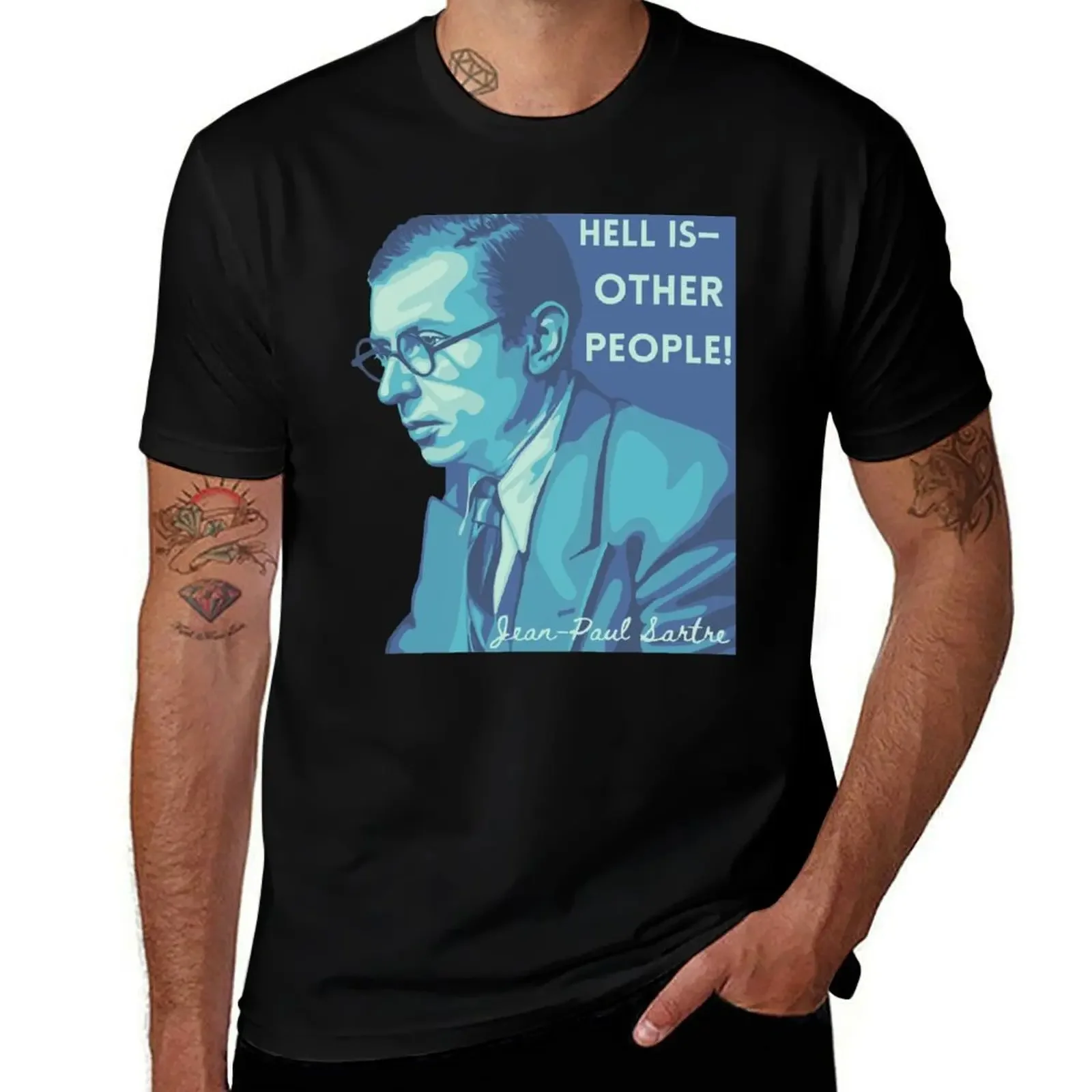 

Jean-Paul Sartre Portrait and Quote T-Shirt shirts graphic anime figures customs funny gifts mens t shirts top quality