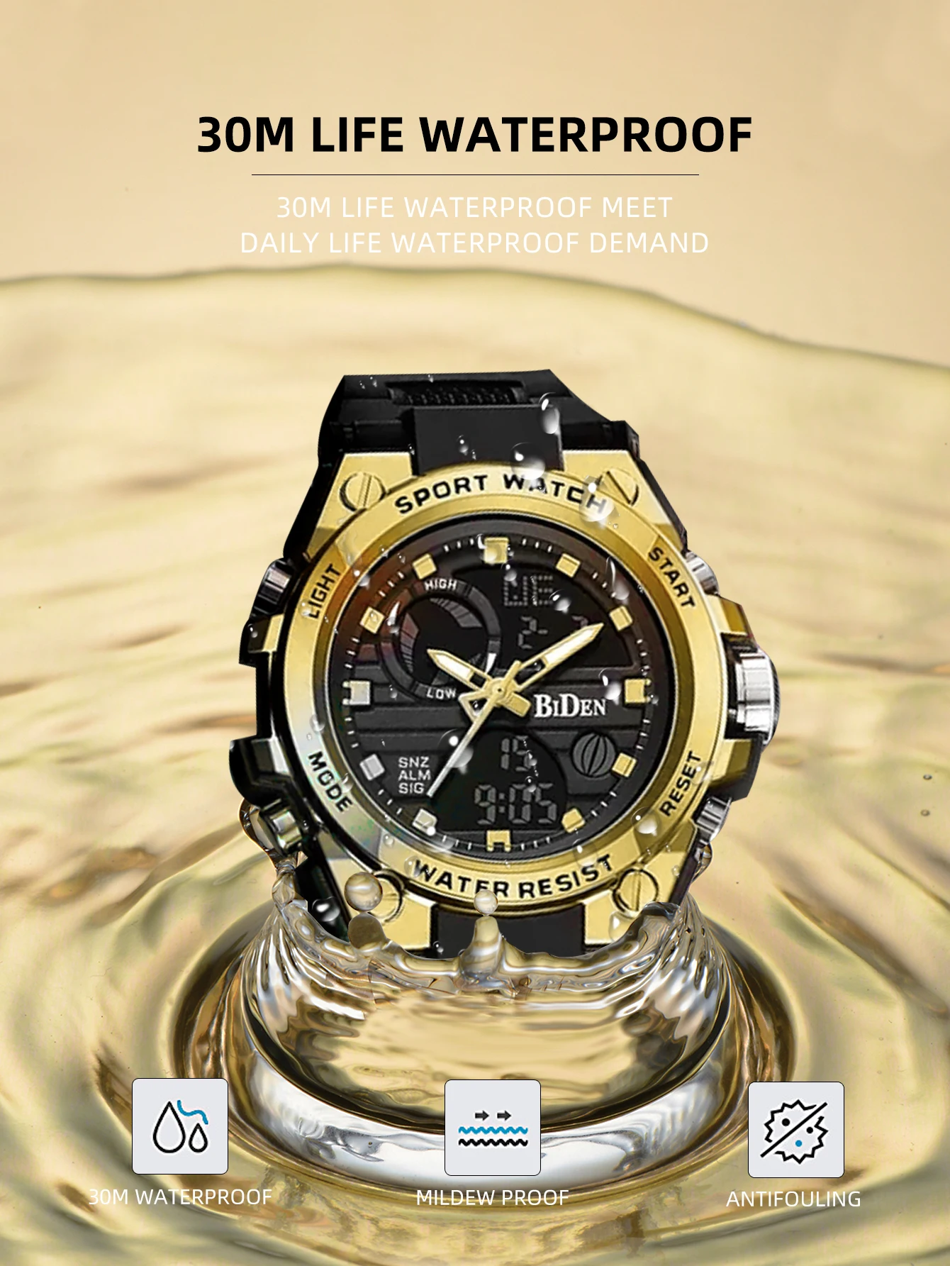 BIDEN Orologio digitale da uomo alla moda con data Orologio sportivo militare Orologio elettronico impermeabile Orologio da uomo Orologio da uomo