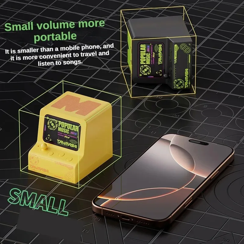 ريترو سمّاعات بلوتوث صغيرة 360 درجة الصوت المحيطي HIFI الصوت مكبر صوت لاسلكي محمول مع بلوتوث 5.3 لموسيقى الألعاب