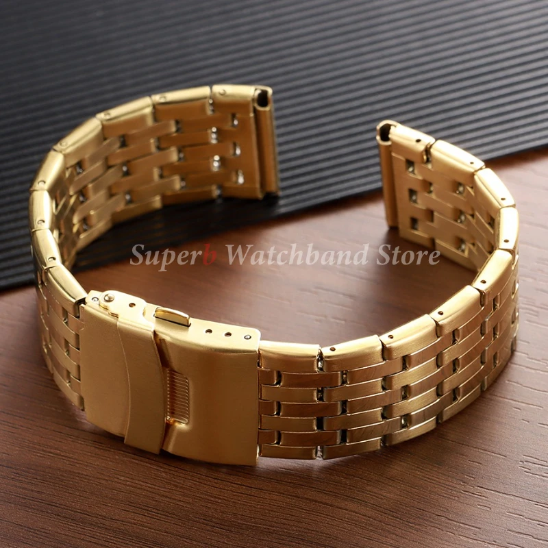 20mm 22mm pulseira de relógio de aço inoxidável para omega fivela dobrável pulseira de metal para seiko masculino feminino esporte ouro pulseira