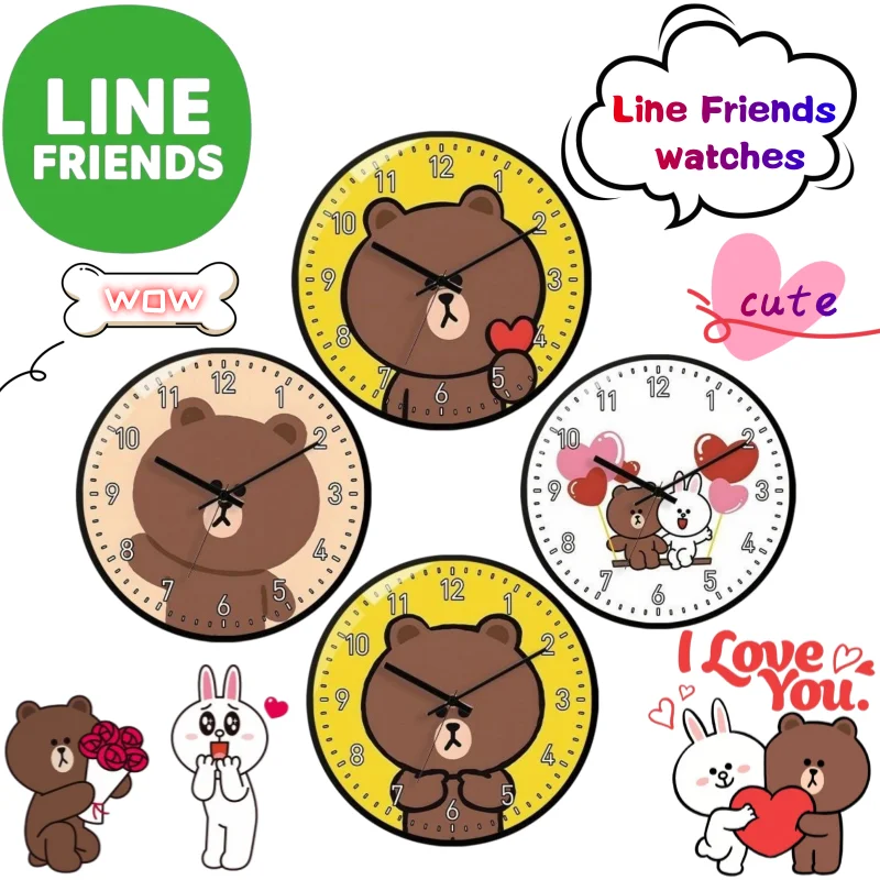 

Line friends Brown Cony Watch High Color Value Anime Cartoon Printed Home Bedroom Punch-Free Wall-Mounted Pointing Quartz Watch