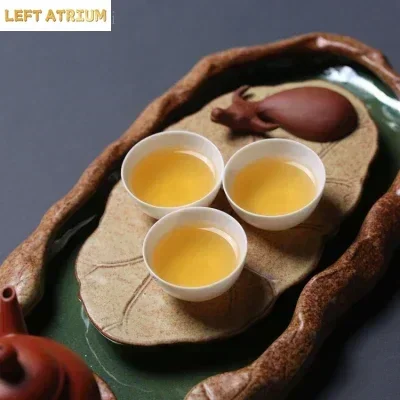 New Chinese Style Tea Saucers Tea Tray Ceramic Tea Ceremony Lotus Teapot Hoder Heat-Insulating Tea Set Teaset Teaware
