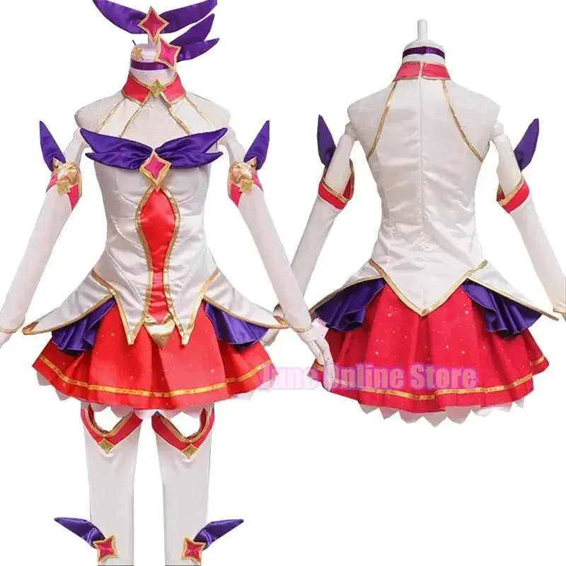 Game Anime Lol Star Guardian Ahri Cosplay Costumes Set Magic Girl The Nine-tailed Fox Cosplay Dress Full Set TOP Skirt