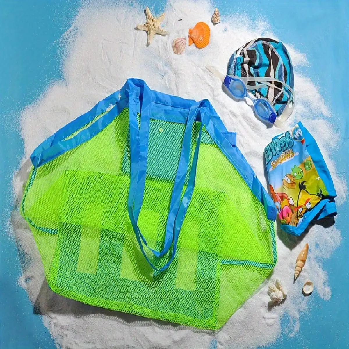 1PC travel beach bag, children's toy storage bag, beach bag, mesh bag, foldable