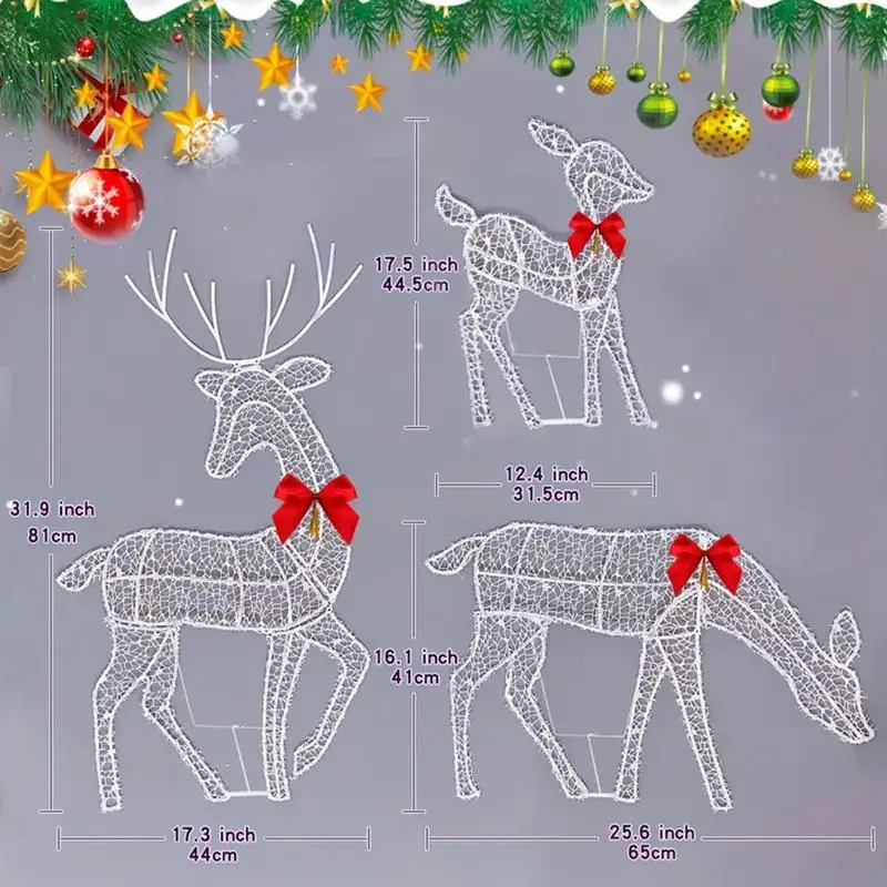 

Iron Christmas Elk With Bells And Bows Home Garden Outdoor Lawn Holiday Decoration Christmas Elk Family Of Three