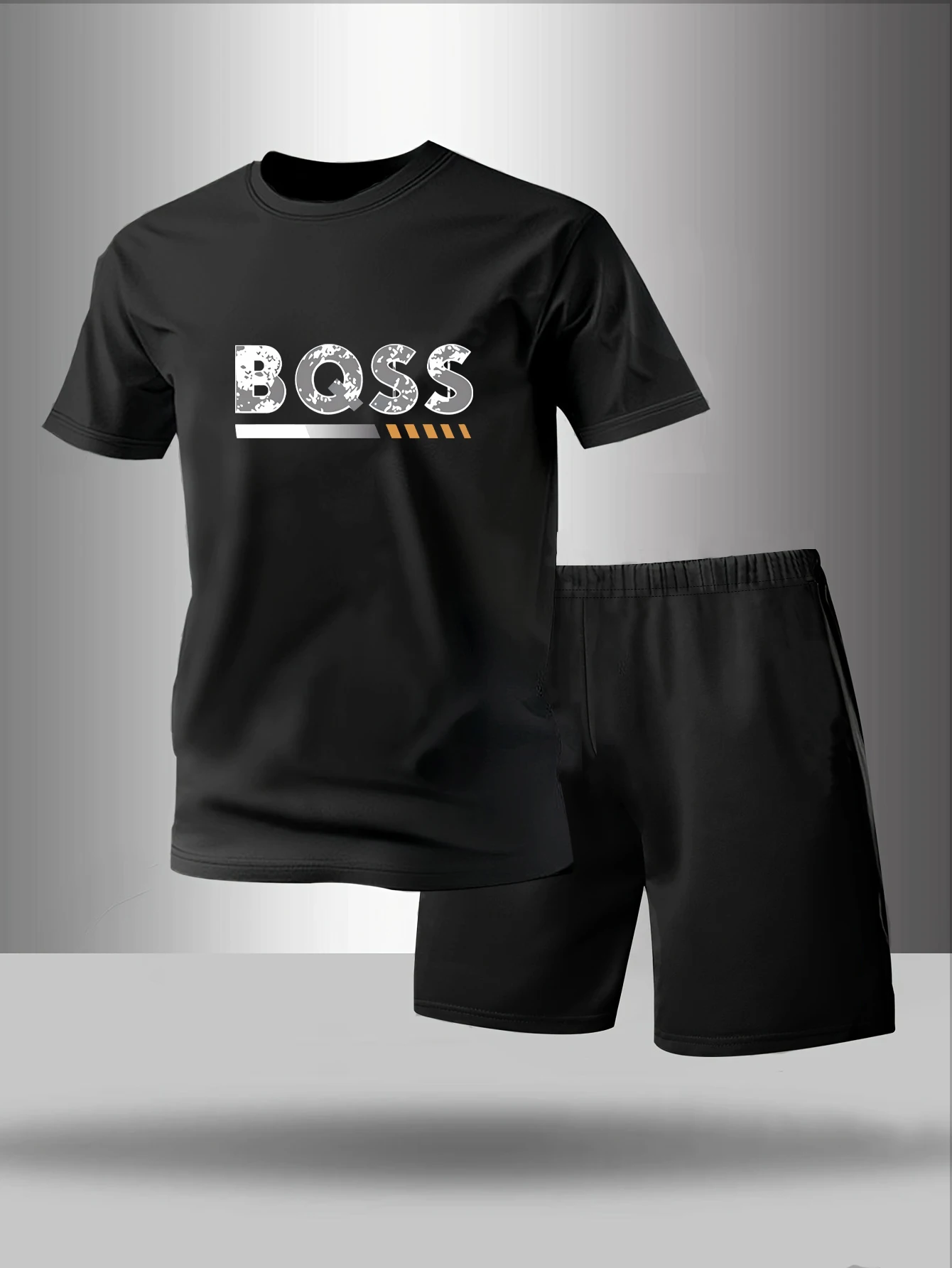 

Two piece men's pajamas for spring summer autumn winter short sleeved shorts fashionable letter pattern home suit set