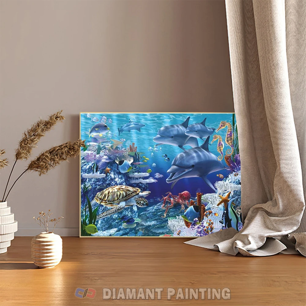 5D Diamond Painting Dolphin Full Drill DIY Mosaic Animal New Arrival world Ocean world Embroidery Turtle Fish New Year\'s Gift