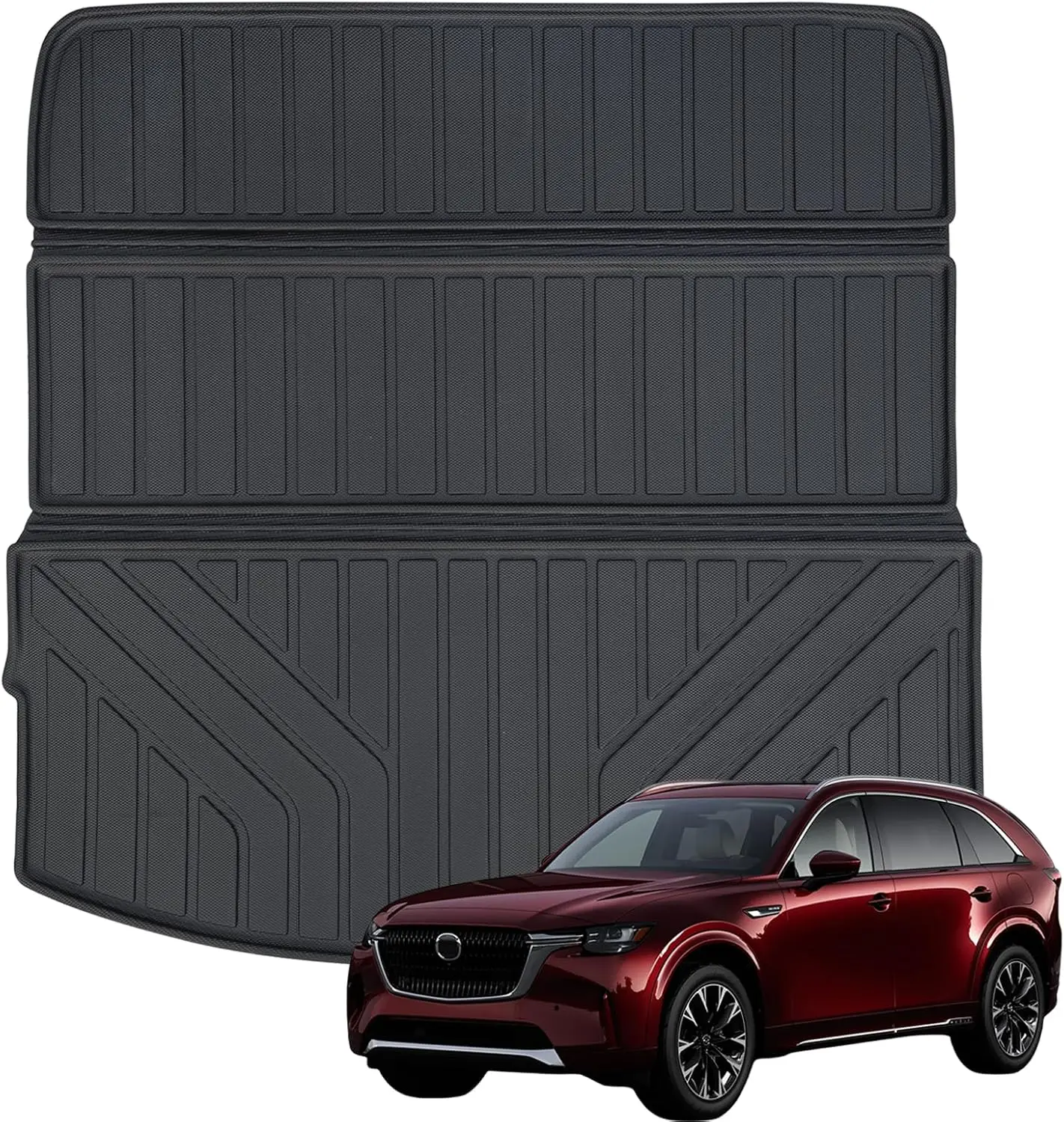 

Индивидуальные большие всепогодные водонепроницаемые коврики в багажник для Mazda CX90, легко моющиеся, черные