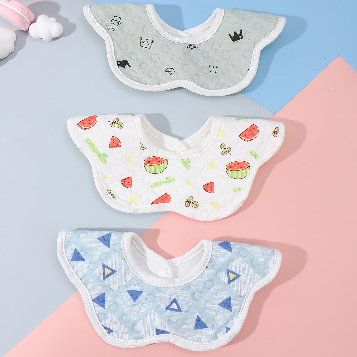 2/3pcs Baby Feeding Bibs 6 Layers Cotton Petal Infants Saliva Towel Summer Newborn Toddler Soft Burp Cloth Kid Bib 360 Degree