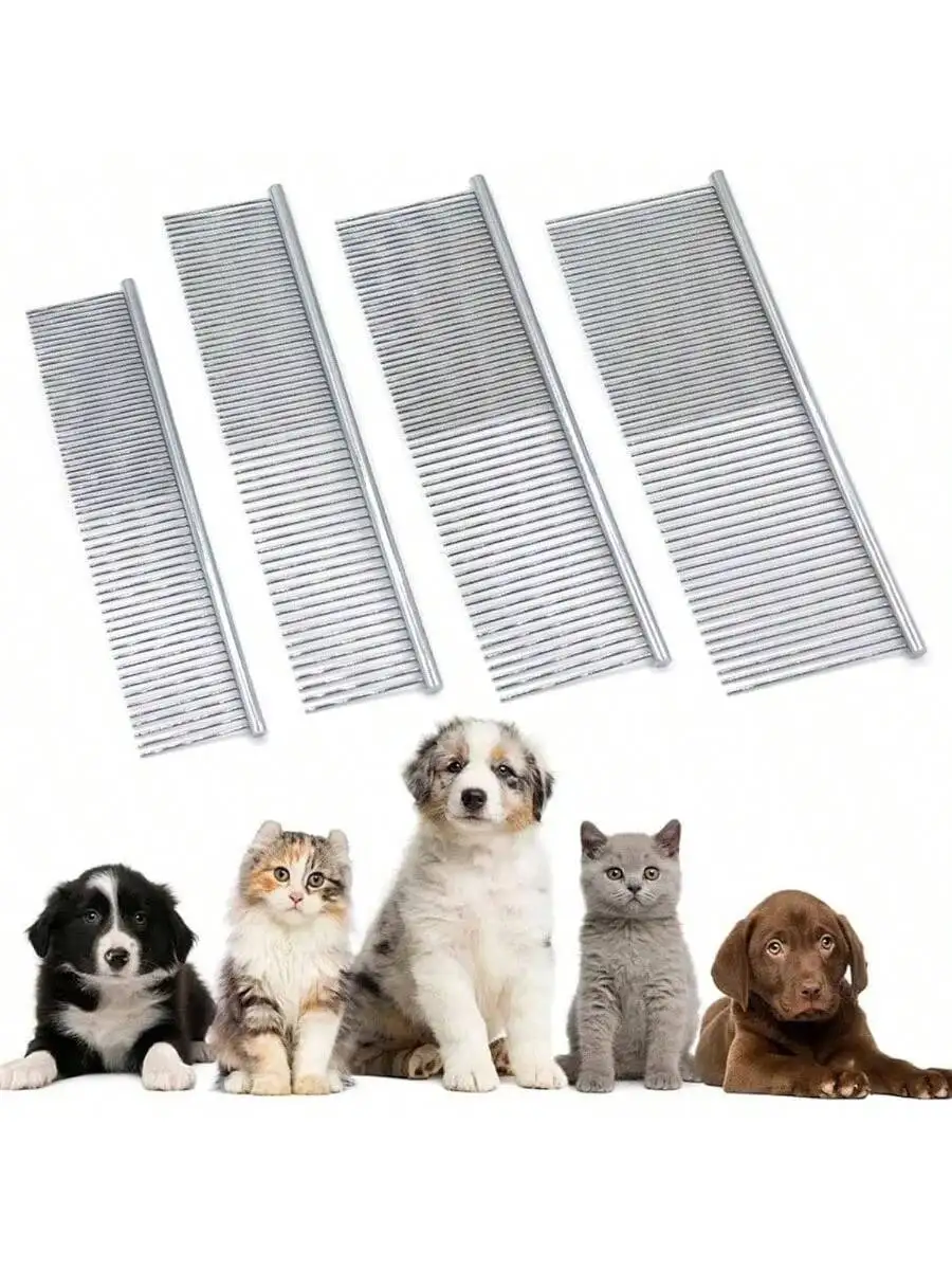 

Stainless Steel Dog Comb Long Thick Hair Fur Removal Brush Pets Dog Cat Grooming Dematting Combs for Shaggy Dogs