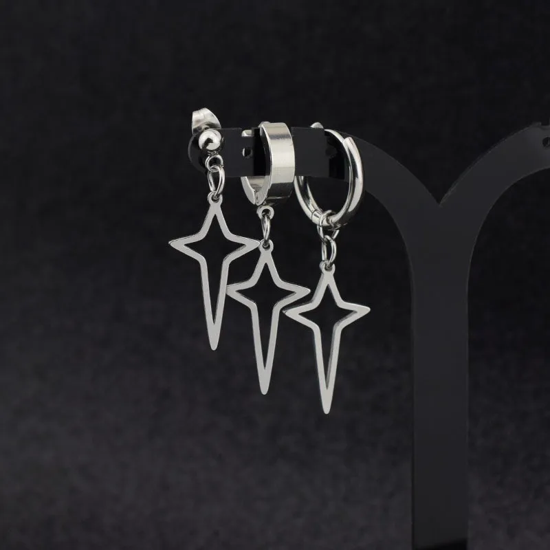 Simple Hollow Cross Star Stainless Steel Earrings High Grade Geometric Stud Ear Jewelry Party Gifts For Women Men