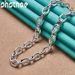 SHSTONE 925 Sterling Silver Oval Link Chain Necklace For Women Man Party Engagement Wedding Birthday Fashion Charm Jewelry Gifes