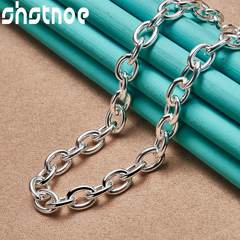 SHSTONE 925 Sterling Silver owalny łańcuszek z ogniwami naszyjnik dla kobiet mężczyzna przyjęcie zaręczynowe ślub urodziny moda urok biżuterii prezenty