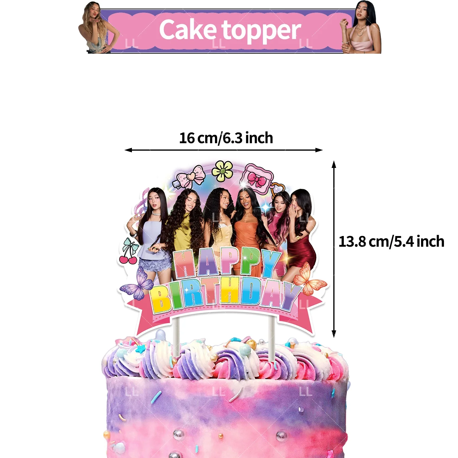 K&Katseye Idol Geburtstagsparty-Zubehör Ballonset Mädchen Tischdecke Cupcake-Hintergrund-Deko Kpop-Fanartikel Event-Banner Kindergeschenk – Detail 3