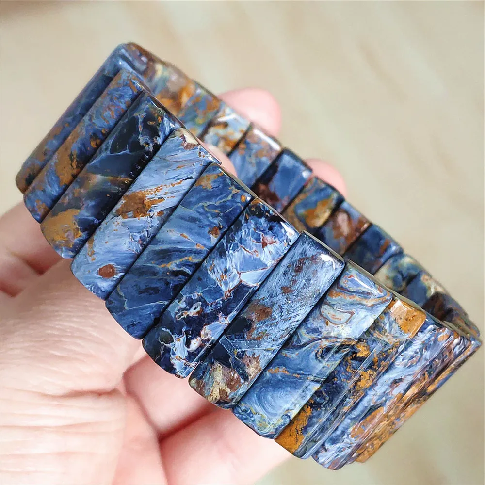 Natural Blue Pietersite Chatoyant Bracelet Jewelry Big 29x8mm Rectangle Healing Cat Eye Namibia Women Men AAAAAA