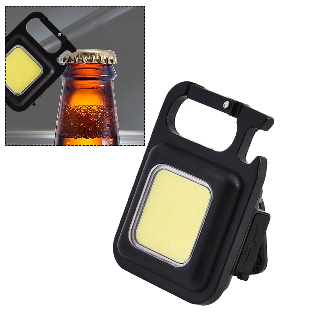 USB Rechargeable COB LED Keychain Light For Outdoor Camping Hiking Lightweight Flashlight With Strong Weak Strobe Modes Alu