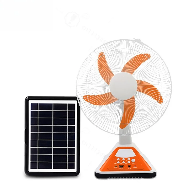 Solar Rechargeable Remote Control Fan With Built-in Energy Saving LED Lamp Outdoor Camping Cooling Ventilation Fan