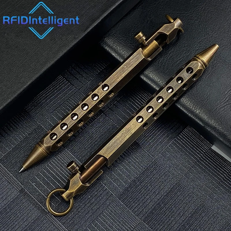 

Retro Business Signature Pen Brass Bolt Action Tactical Pen Security Protection Personal Defense Tools School Office Stationery