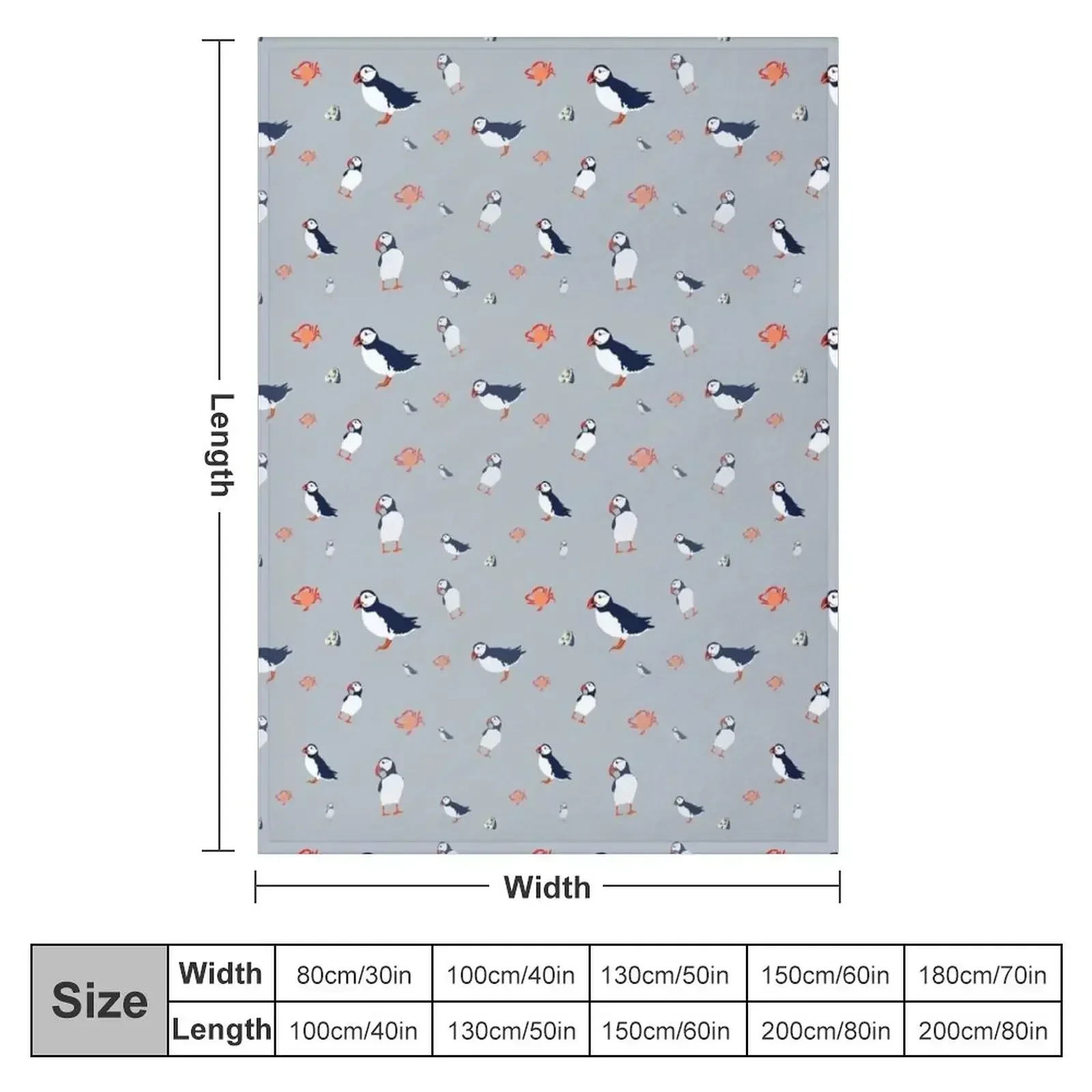 Puffins on grey Throw Blanket for sofa Cute Plaid Hair Loose Blankets
