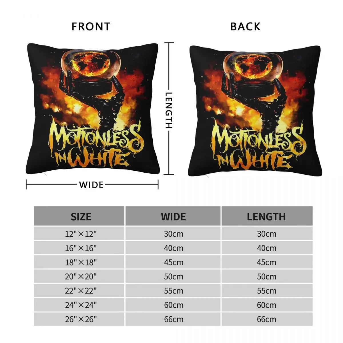 M.I.W Motionless In White Square Pillowcase Polyester Linen Velvet Printed Zip Decor Room Cushion Cover Wholesale