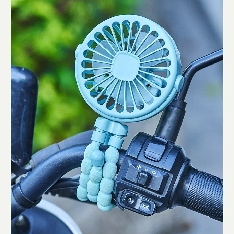Portable Clip Fan Mini Stroller Fan USB Rechargeable Baby Stroller Octopus Fan 360° Rotate Outdoor Tripod Fan Small Clip Fan