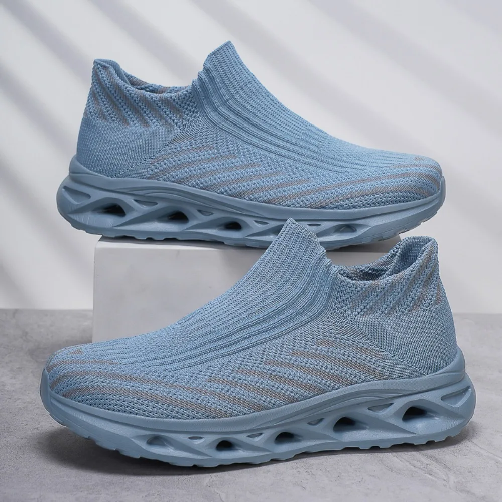 

New Men's Running Shoes Wide Head Breathable Casual Footless Sports Shoes Fuzhou Jinniu County Large Size Sock Style