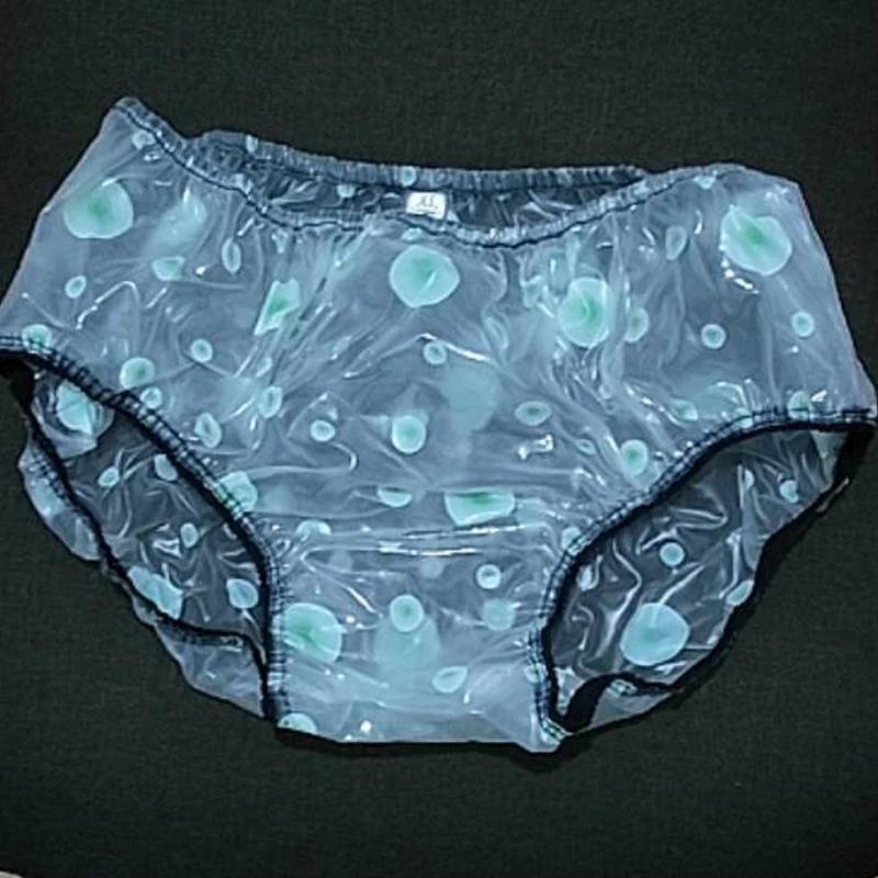 PVC Transparent Plastic Men Sexy Underpants Women Smooth Soft Glossy Silent Panties ABDL Mid High Waist Waterproof Briefs