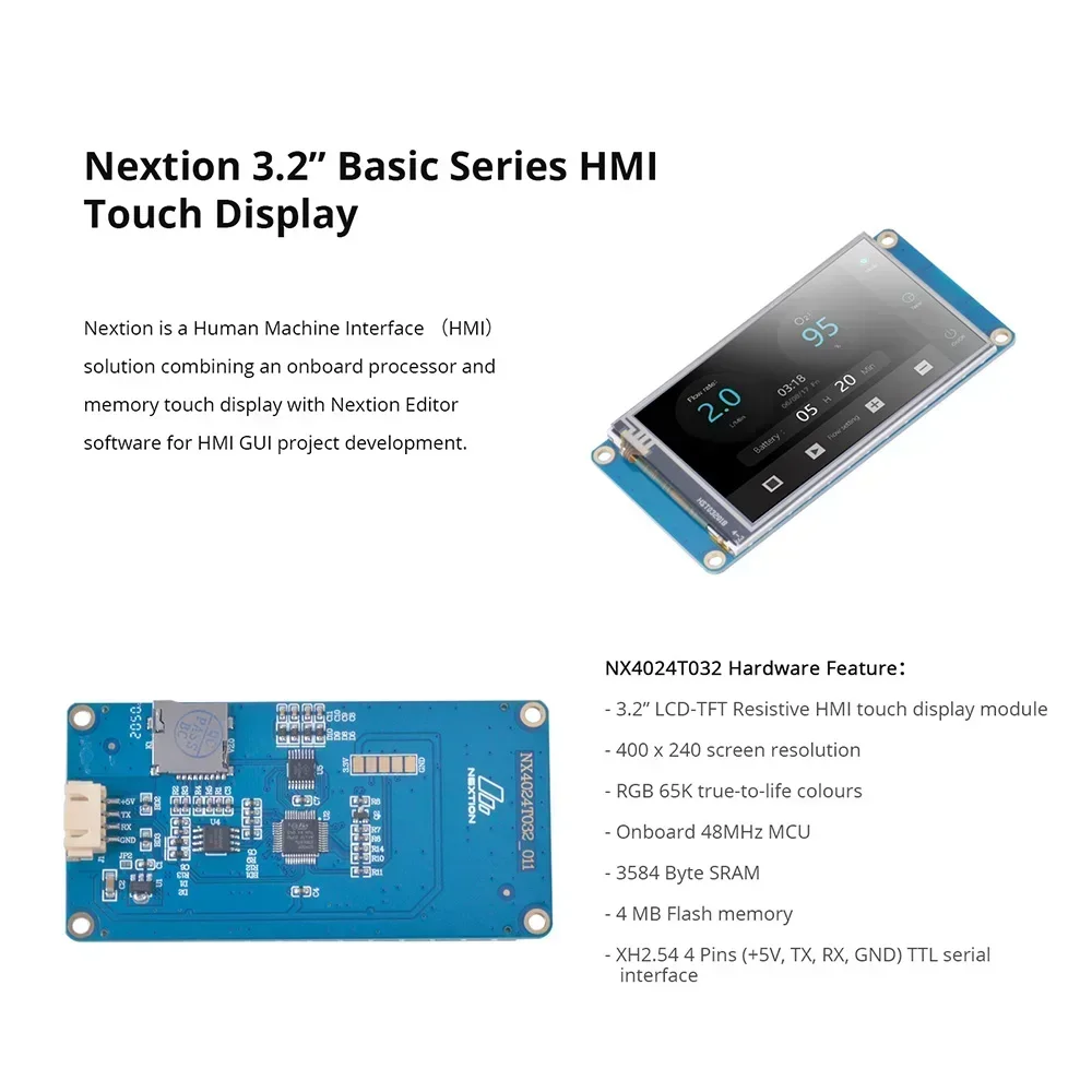 NX4024T032 NX4832T035 NX4827T043 NEXTION Basic Series HMI  Resistive Touch Screen TFT LCD Display Module Smart USART UART Serial