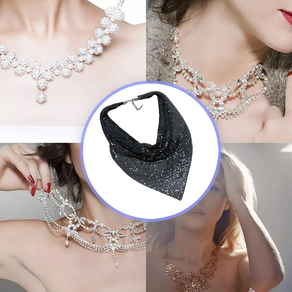 Women Sequin Necklace Fashion Collar Ceremony Choker Decoration Jewellery