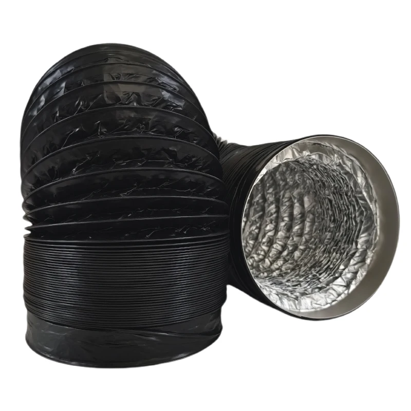 Black Exhaust Flexible Duct with Venting Aluminum Hose, Range Hood Ventilation Fan Hose, Ventilation Pipe, Flexible Aluminum Duct, Four-Layer Protection for Heating, Cooling, Ventilation, and Exhaust Pipes, Hvac Ducting, Fresh Air System, Hvac Engineering Use, Aluminum Foil Pvc Composite Hose, Ventilation Fan, Exhaust Fan, Bathroom Heater, Kitchen, Bathroom, Fresh Air Exhaust, Exhaust view 5