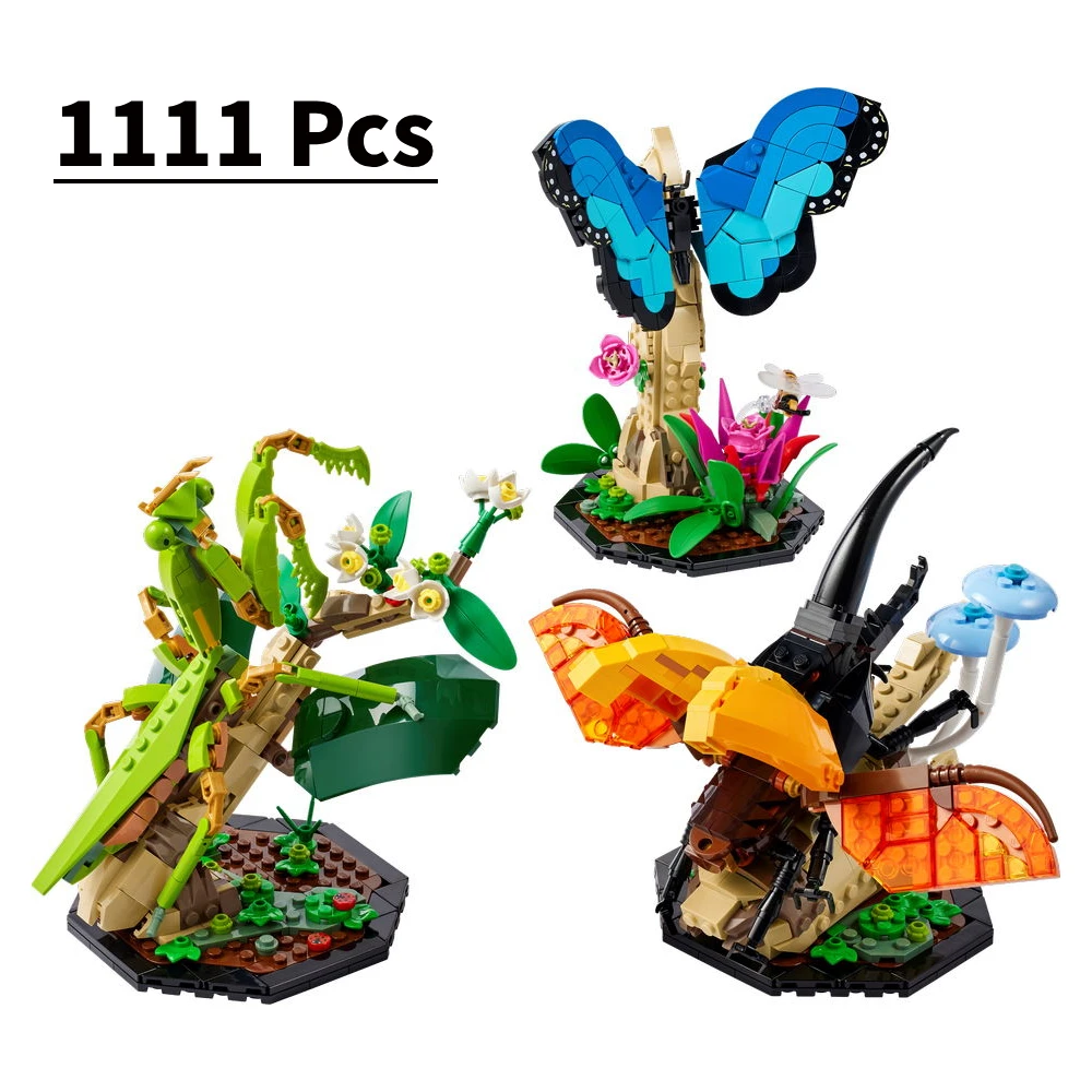 Ideas 21342 Building Blocks The Insect Collection, Gifts for Nature Lovers, Life-Size Morpho Butterfly, Beetle and Mantis Models