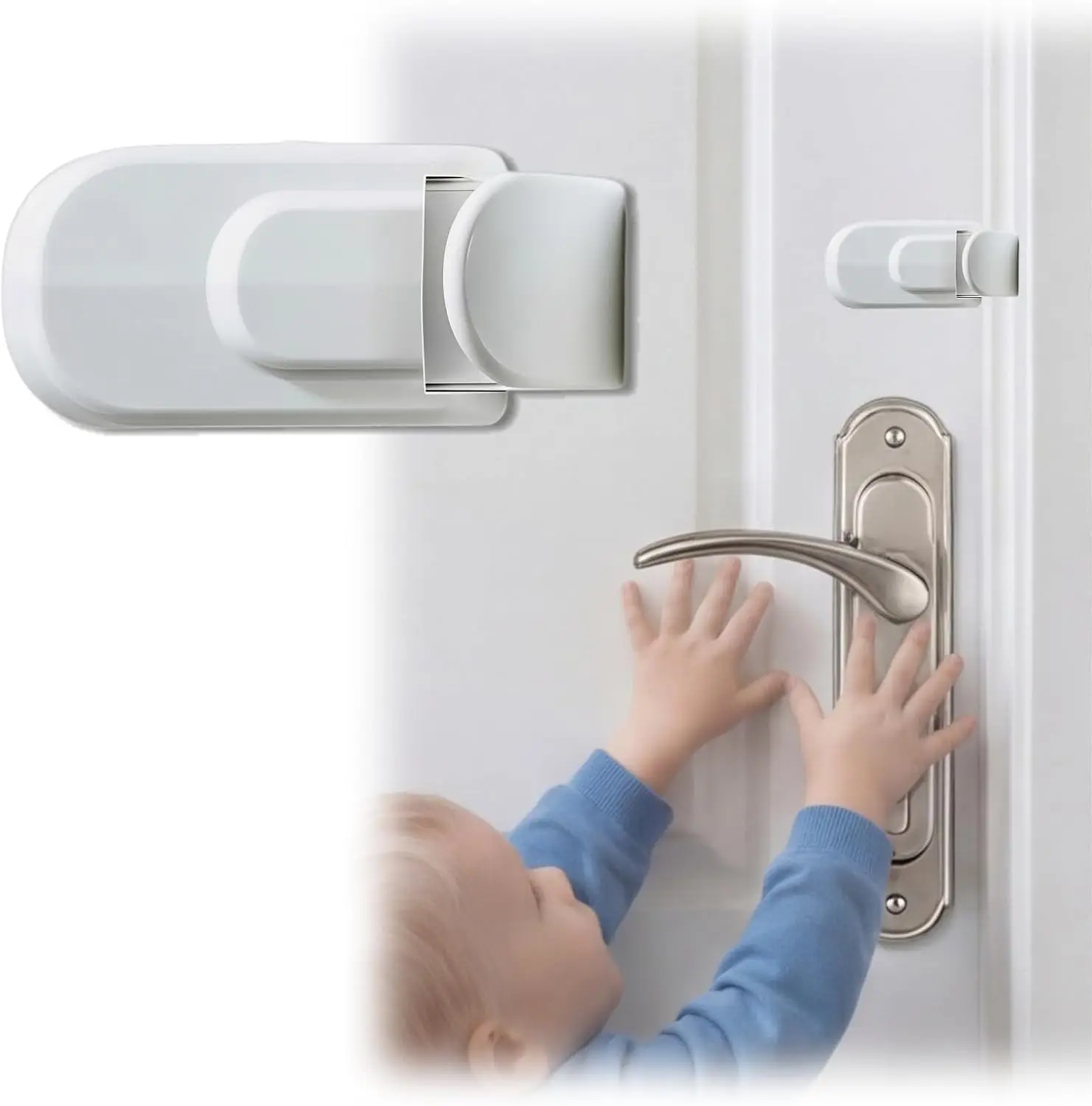 Child Proof Door Lock, Snap-On Door Knob Safety Lock & Door Handle Child Lock, Fits Knobs & Levers for Baby Toddler Home Safety
