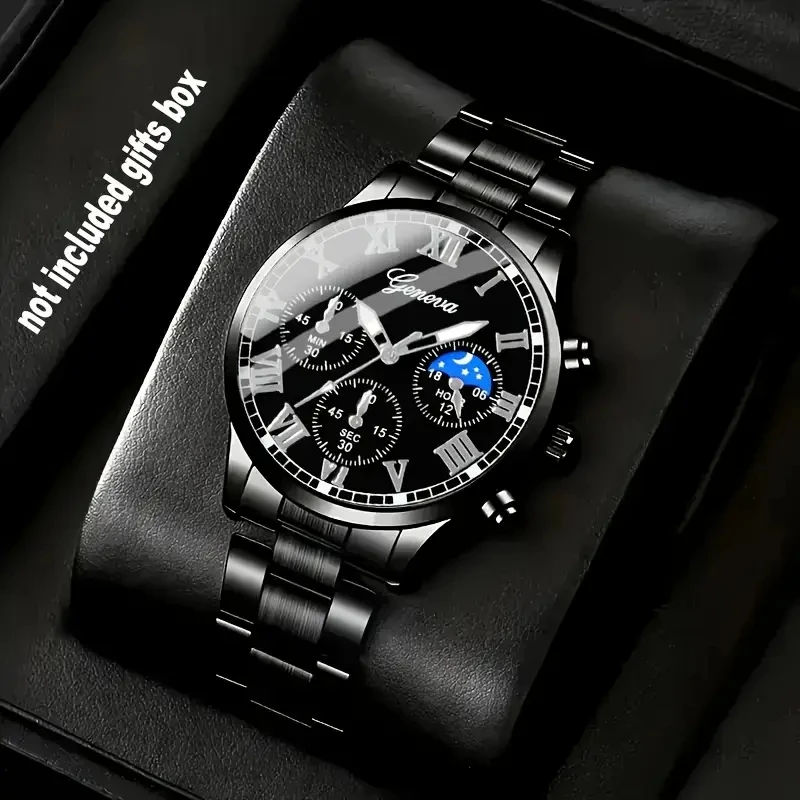 

Geneva high-quality men's luxury belts fashionable quartz watches casual men's round business sports luxury quartz watches