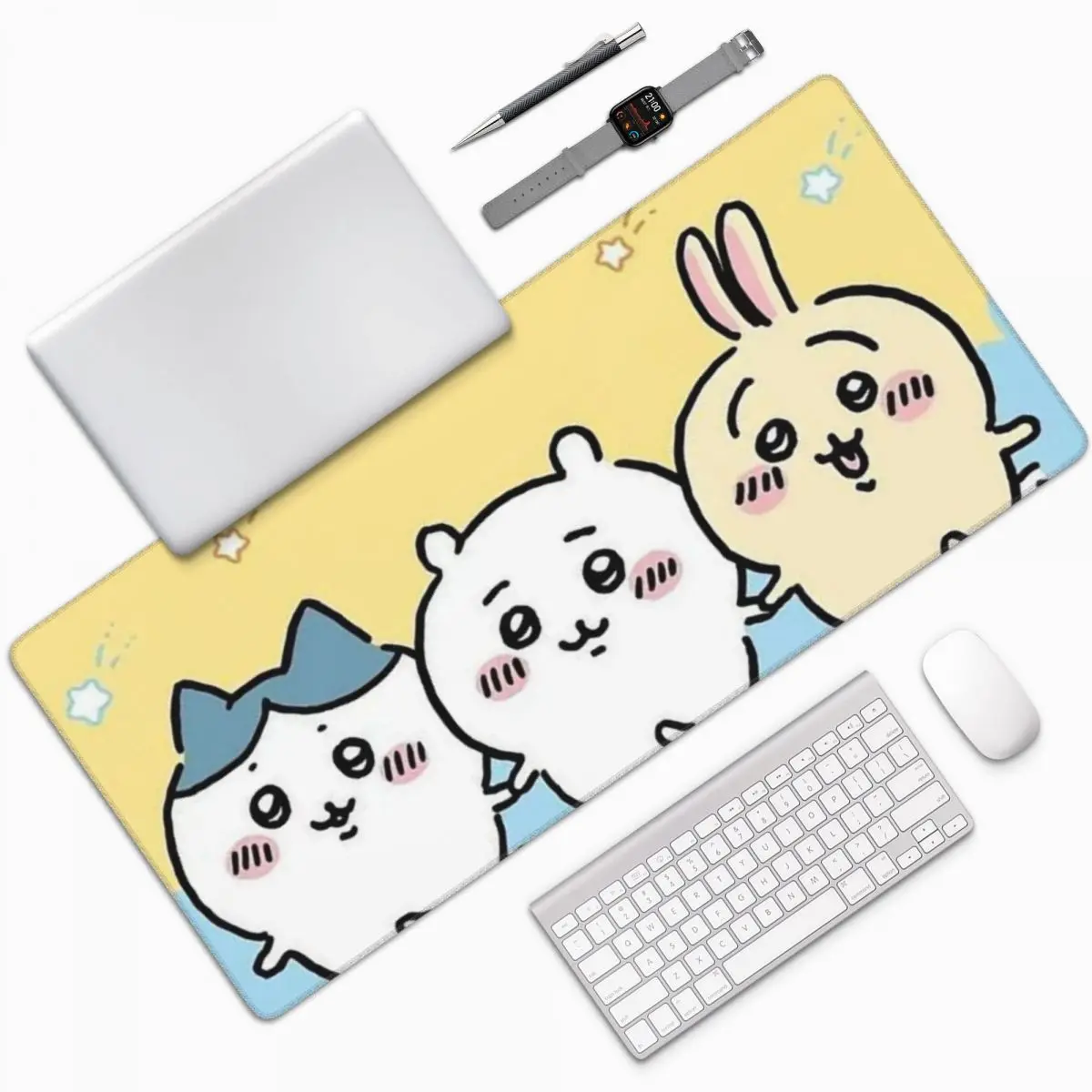 C-Chiikawas Alas Mouse Besar Alas Mouse Keyboard Komputer Alas Meja Laptop PC Gamer Alas Meja Aksesori Kantor