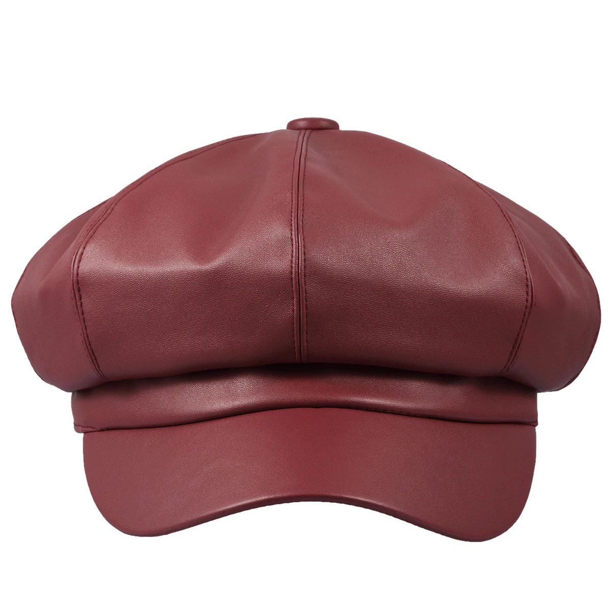 

Fashion Woman Octagonal Caps Autumn Winter PU Leather Newsboy Hats Solid Color Visor Beret Cabbie Hat 8 Panel Ivy Cap Beret