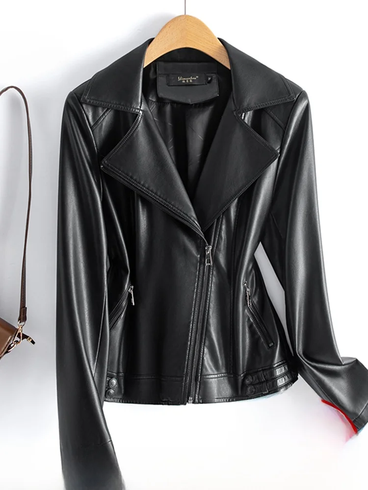 Haining 本革ジャケット女性の ort sle 2025 秋の新韓国版痩身シープスキン綿インサートアウターウェア