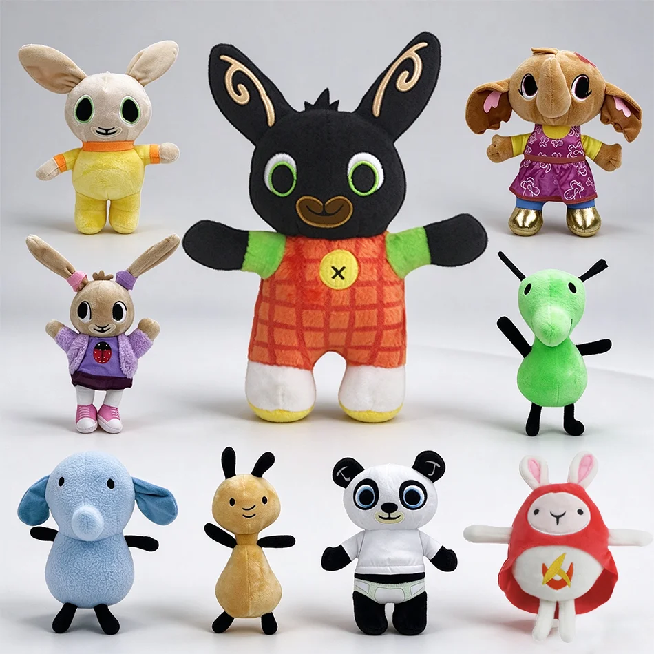 1-9 Pcs Bing Bunny Plush Toys Set Soft Stuffed Animal Doll Cartoon Bing Sula Pando Flop Plushies Birthday Gift