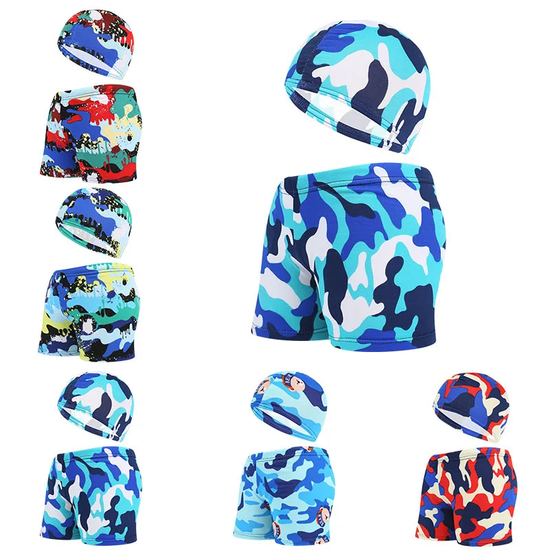 2022 NEW Boys Swimming Trunks 1-7Years Children\'s Swimwear Kids Swimsuit Dinasour Boys Swimwear Trunks with Hat-YK4805