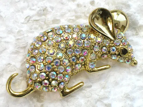 

Purple Rhinestone Mice Mouse Pin brooches C940 F2