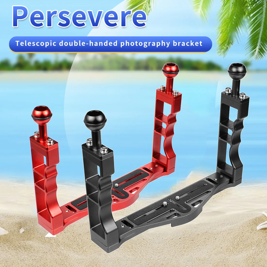 Einstellbare Dual Griff Tablett Stabilisator Halterung für GoPro Canon Sony Fuji SLR Kamera Unterwasser Tauchen Gehäuse Halter Licht Stehen – Detail 1