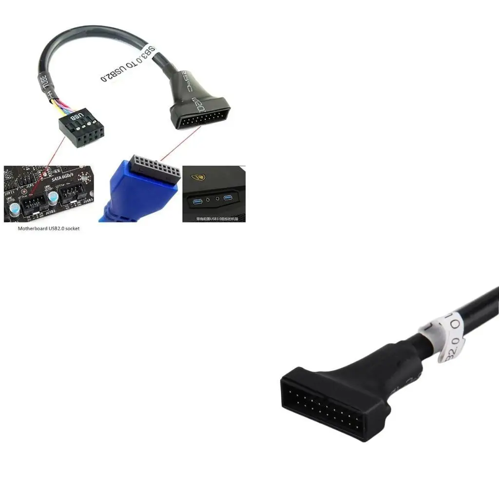 

R53C USB3.0 20Pin to 2.0 9pin Converter Cable/ USB2.0 to-3.0 Adapter Cord PC Chassis