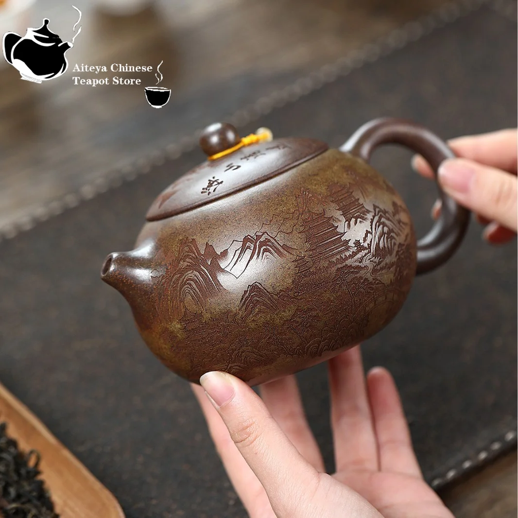 Yixing purple clay teapot, original ore, cloud and mist, agarwood mud, firewood burning, Guanshan West Shi teapot, tea set