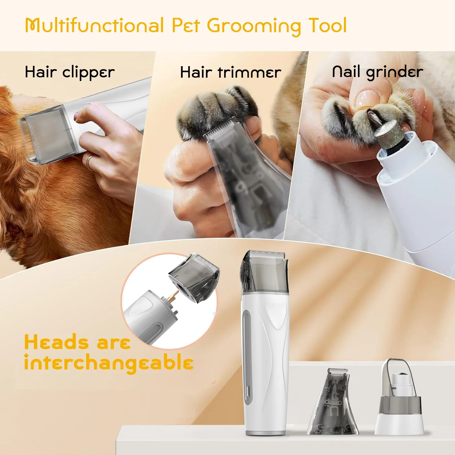 LILIPRO PD900 Professional 3 in 1 High Power Electric Pet Grooming Vacuum Pet Hair Blower Clipper Nail Grinder for Dog and Cat