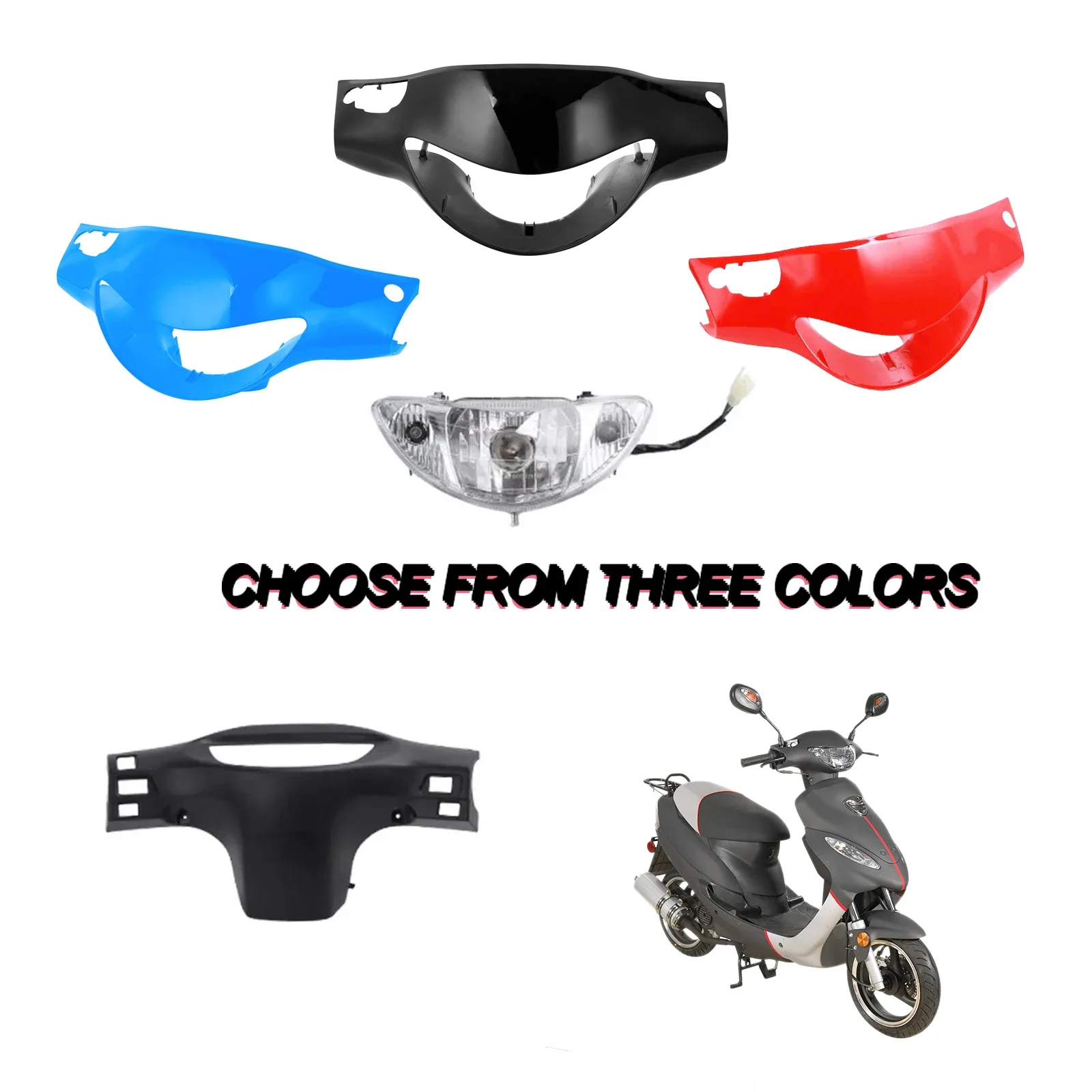 Black /Red/Blue ABS Head Light Headlight Fairing Fit For GY6 Chinese Scooter Taotao 50cc