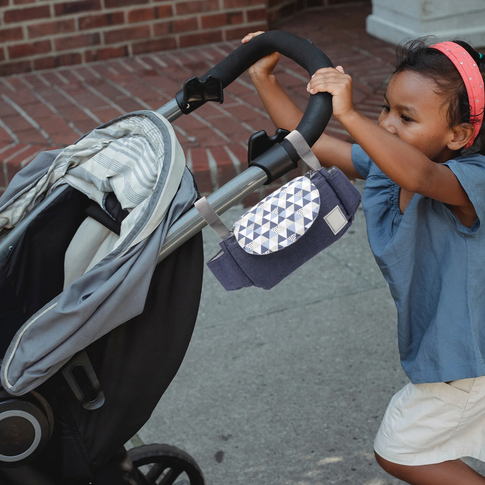 

Durable Baby Stroller Bag Multipurpose Pram Pouch Organizer for Feeding Bottle Storage Easy Attach Handlebar Detachable Inner