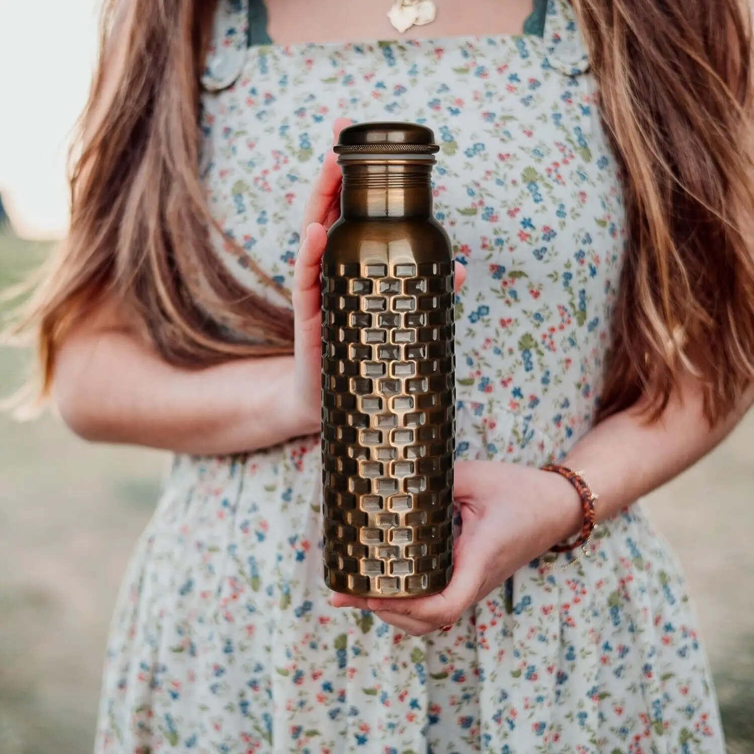 Copper Water Bottle Pure Copper Water Bottle for Drinking 32 Oz Antique